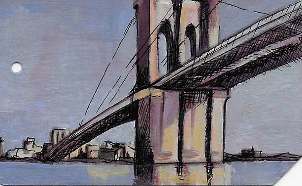 Brooklyn Bridge on the back of a used NYC Metro Card-Stephanie Fonteyn