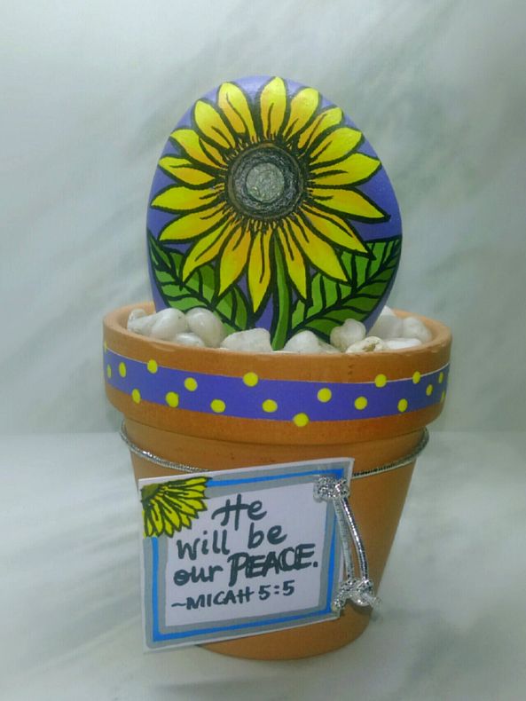 Potted Flower Stones - Sunflower-Marie  Aguas