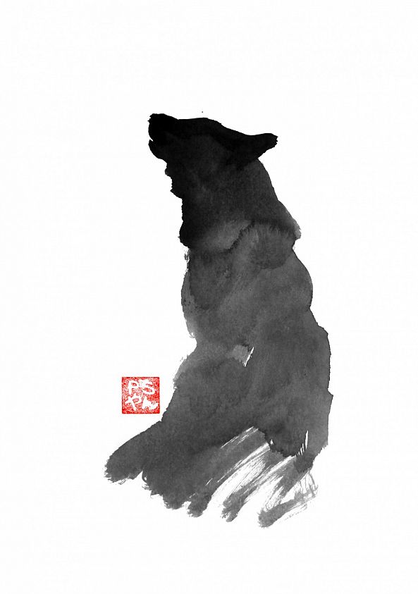 lonely wolf-pechane sumi-e