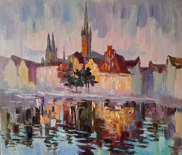 Lubeck. Saint Piter`s church in twilight-Olga Karpenko