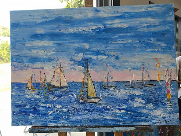 Bateaux en mer-annick Ayoul