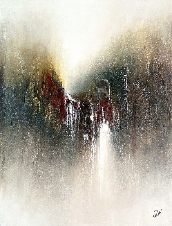 Through the Mist, acrylic, nature abstract, texture, unframed-Olivia Maro