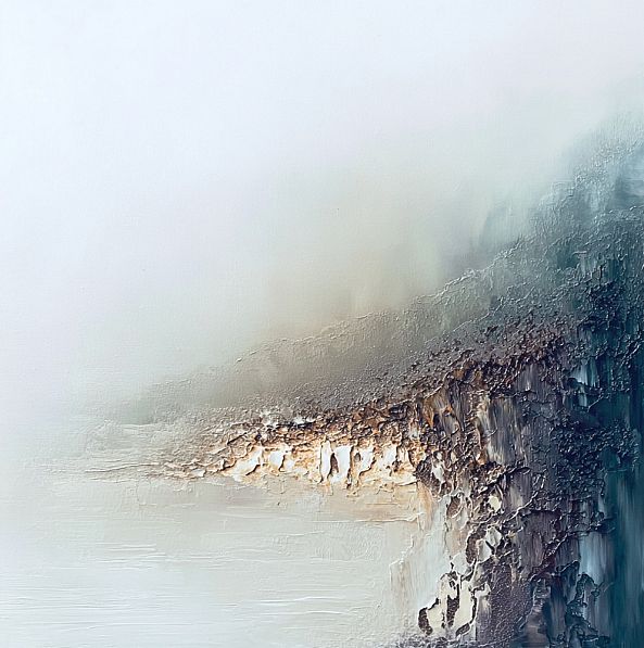 Boundary of Form, abstract landscape texture blue white-Olivia Maro